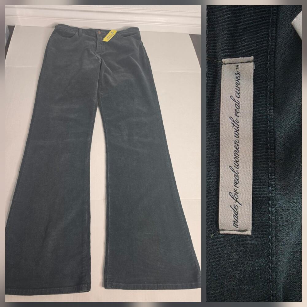Not Your Daughters Jeans SZ 14 Straight Wide Leg High Rise Green Corduroy